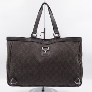 CC60 💖 Gucci Black Abbey Brown Denim Large Tote